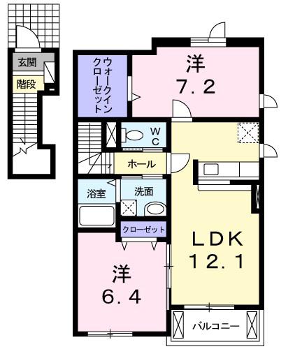 スカイツリー B(2LDK/2階)の間取り写真