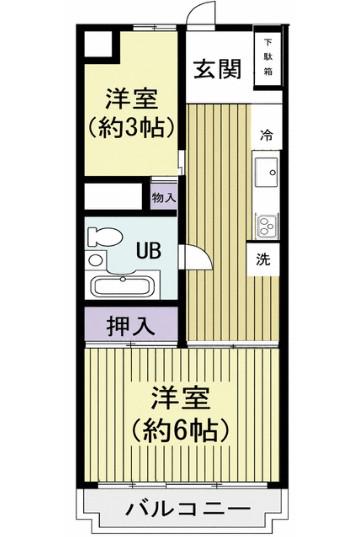川口第1永谷マンション(2DK/3階)の間取り写真