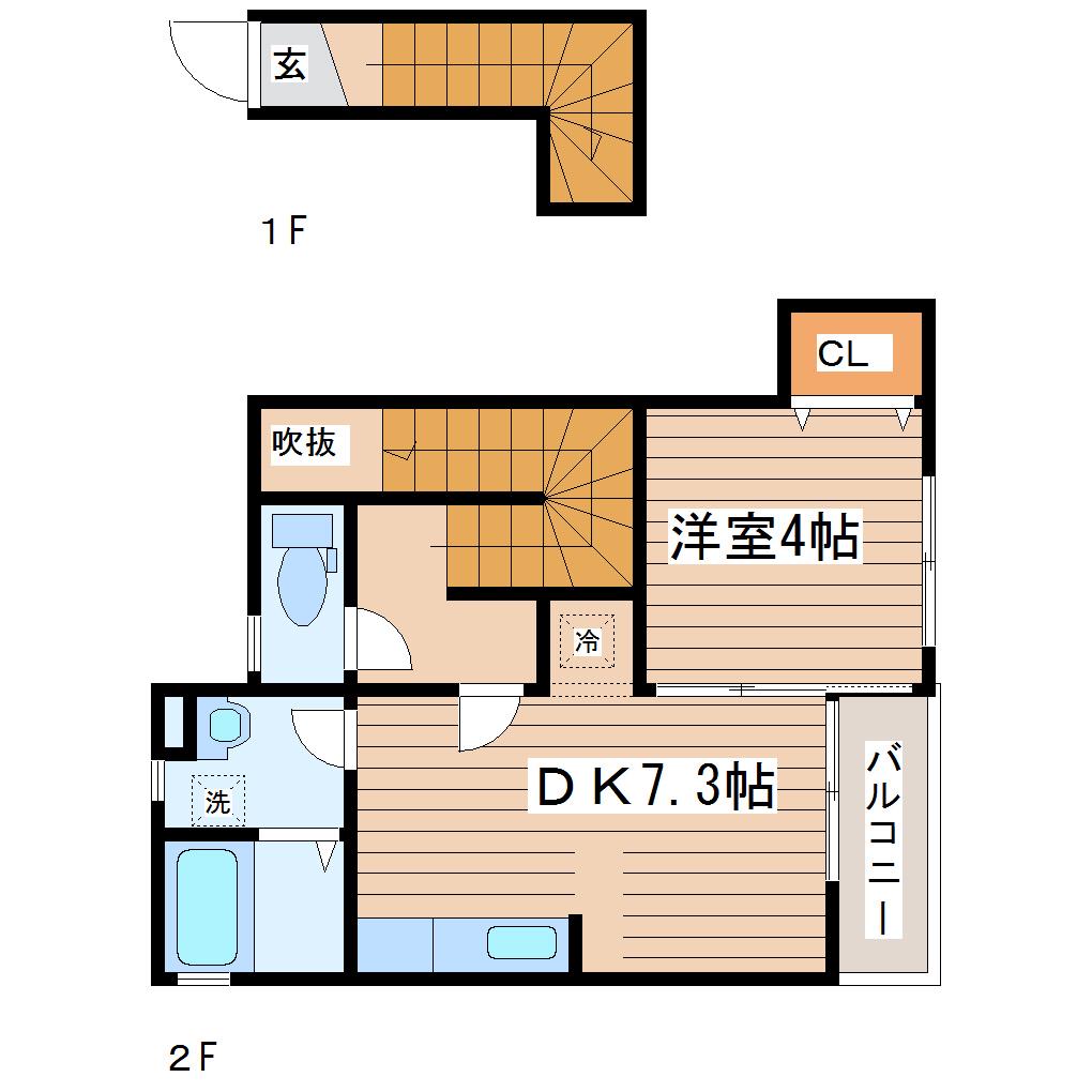 サンプレイス台原(1DK/2階)の間取り写真