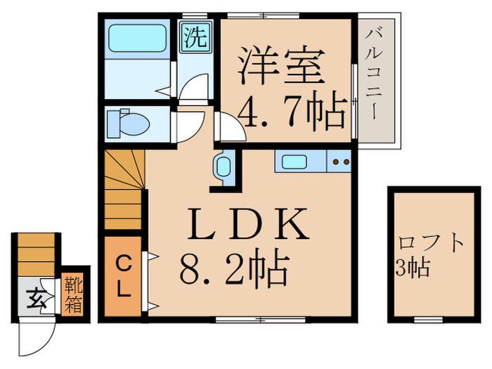 KI.VILLA(1LDK/2階)の間取り写真