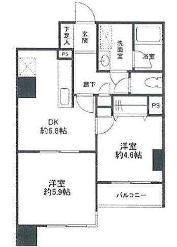 レジデンス南大塚スクエア(2DK/4階)の間取り写真