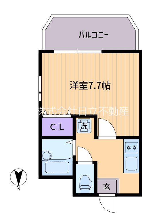 モダンフレンチ南台(1K/1階)の間取り写真