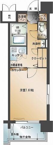 エンクレスト天神II(1K/4階)の間取り写真