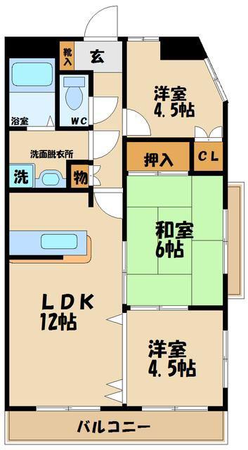 サザン稲城(3LDK/5階)の間取り写真