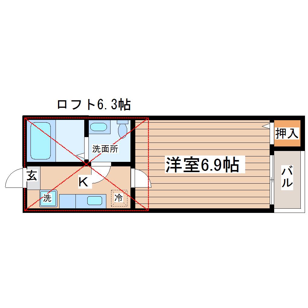 STAGE宮城野原(1K/1階)の間取り写真