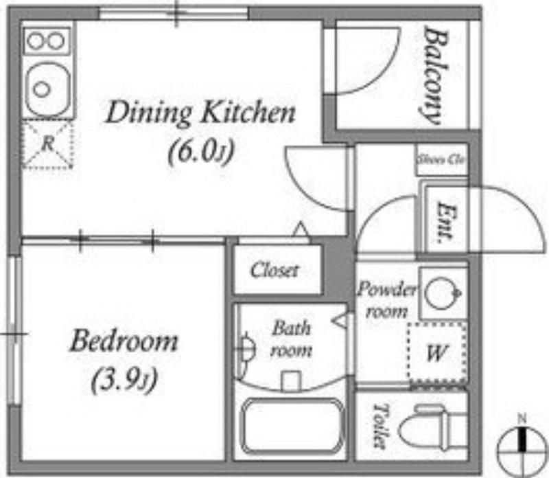 ハーモニーテラス巽(1DK/2階)の間取り写真