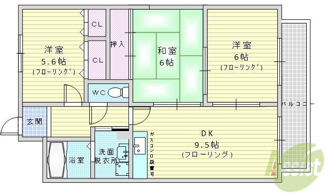 ヴィラクィーン(3DK/2階)の間取り写真