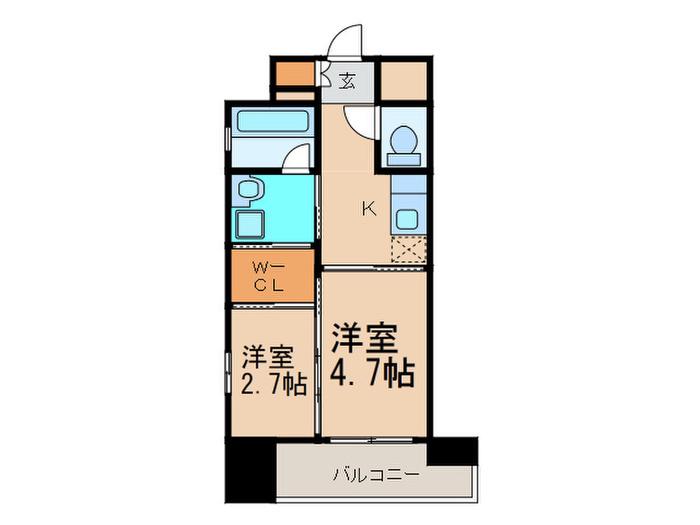 サンヒルズ大橋駅前(2K/7階)の間取り写真