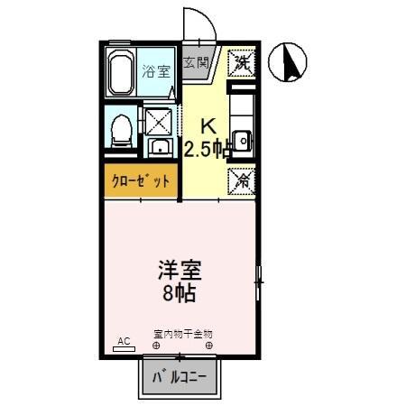 シングルコート田園(1K/1階)の間取り写真