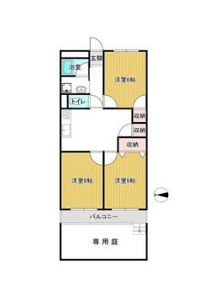 松戸ユーカリ西棟(3DK/1階)の間取り写真