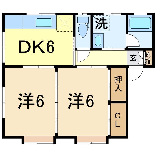 サンベール志賀A(2DK/2階)の間取り写真