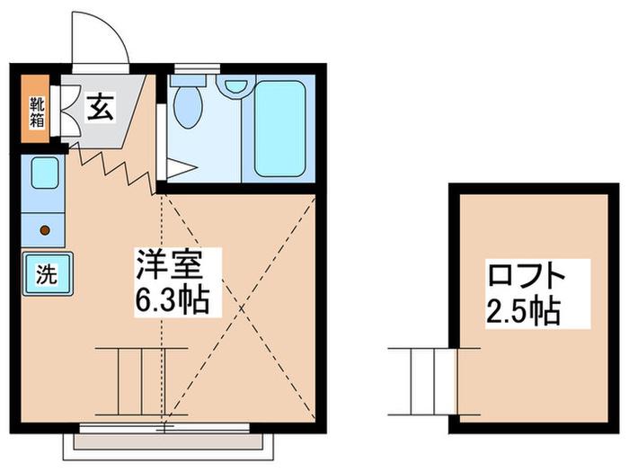 パストラルA号棟(ワンルーム/1階)の間取り写真