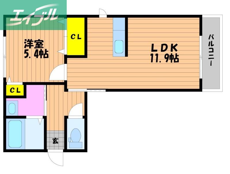 F SUNNY(1LDK/1階)の間取り写真