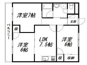 パークサイド高木(3DK/3階)の間取り写真