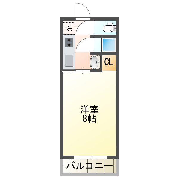 光ハイツA棟(1K/2階)の間取り写真