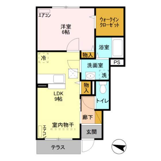 アロッジオ城川(1LDK/1階)の間取り写真