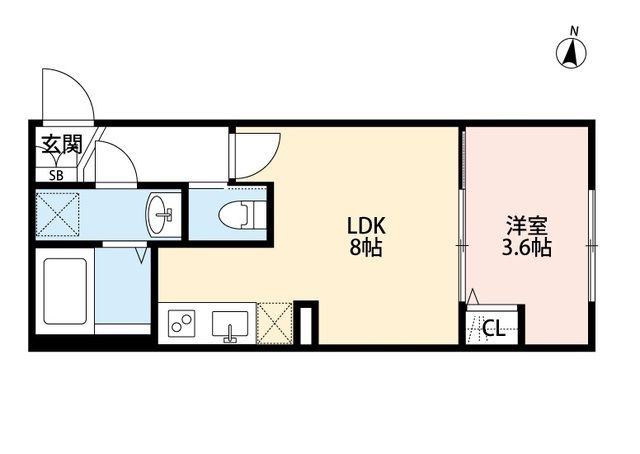 FINE COURT 与野(1LDK/3階)の間取り写真