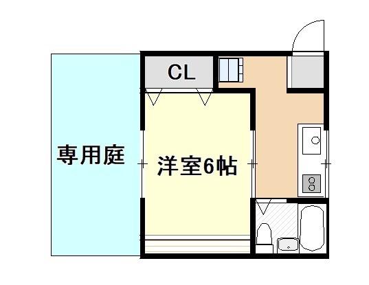 メゾン雅B(1K/1階)の間取り写真