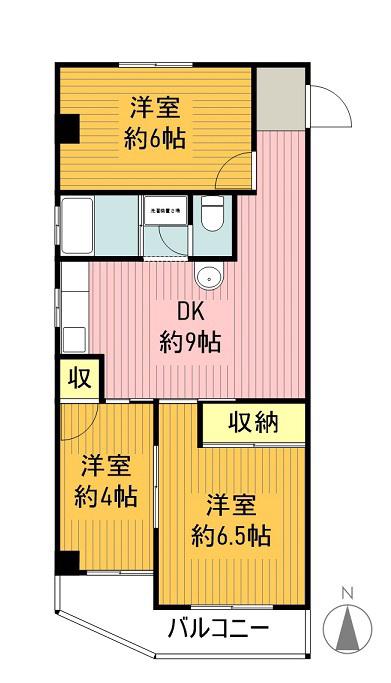 富善ビル(3DK/3階)の間取り写真
