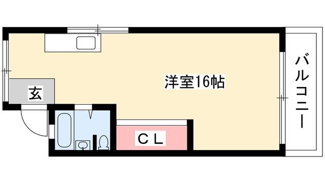 村上ハイツ(ワンルーム/3階)の間取り写真