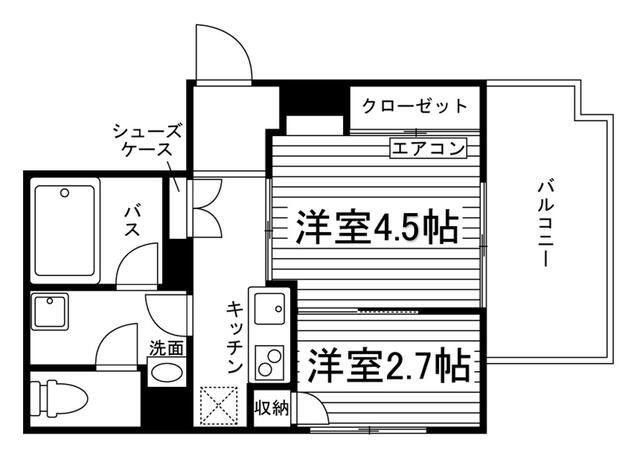ラヴィエール洗足(2K/4階)の間取り写真