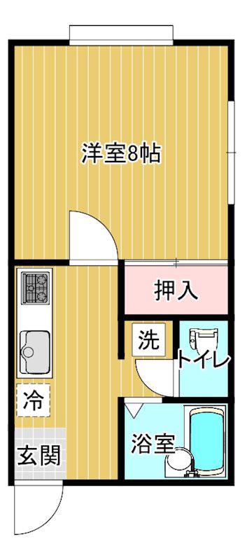 コーポきはらII(1K/2階)の間取り写真