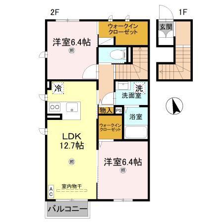 セントリビエ元町(2LDK/2階)の間取り写真