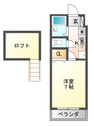 WITH112(1K/2階)の間取り写真
