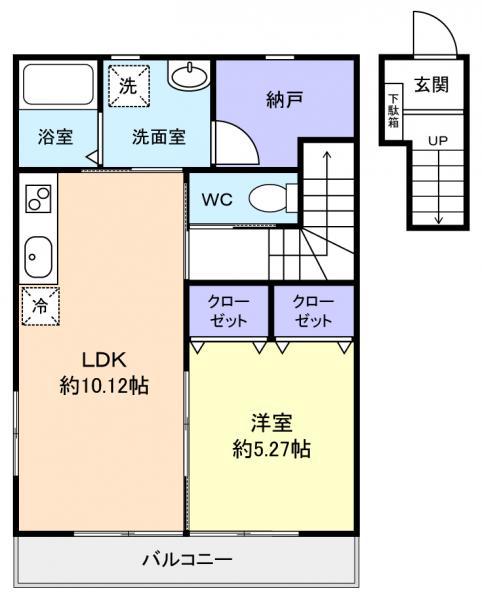 ルーツ22番館(1LDK/2階)の間取り写真