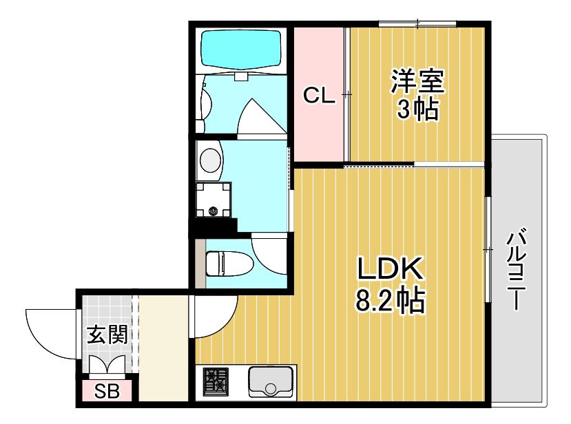 グレースコート蒲生(1LDK/1階)の間取り写真