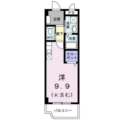 エスポワールアゲダ(ワンルーム/2階)の間取り写真