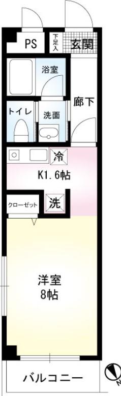 LEO弐拾五番館(1K/5階)の間取り写真