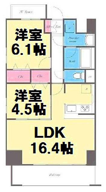 BELLE DEMEURE K(2LDK/5階)の間取り写真