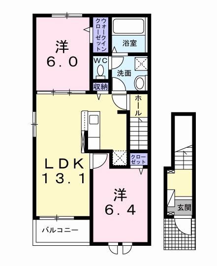 ラルーチェ川島(2LDK/2階)の間取り写真