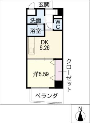 CENTURY COURT(1DK/3階)の間取り写真