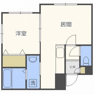 リデーレ菊水(1LDK/1階)の間取り写真