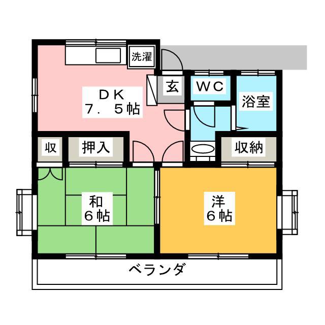 コーポ旭(2DK/2階)の間取り写真
