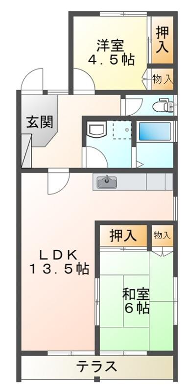 トライアングル(2LDK/2階)の間取り写真