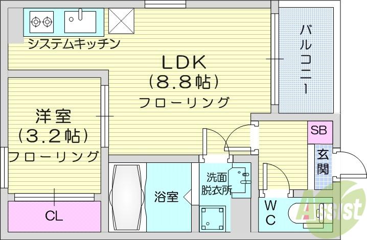 REGALEST荒井SL(1LDK/3階)の間取り写真