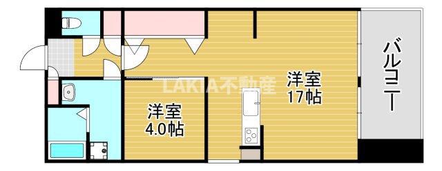 大手通キャッスルヴィラ(1LDK/11階)の間取り写真