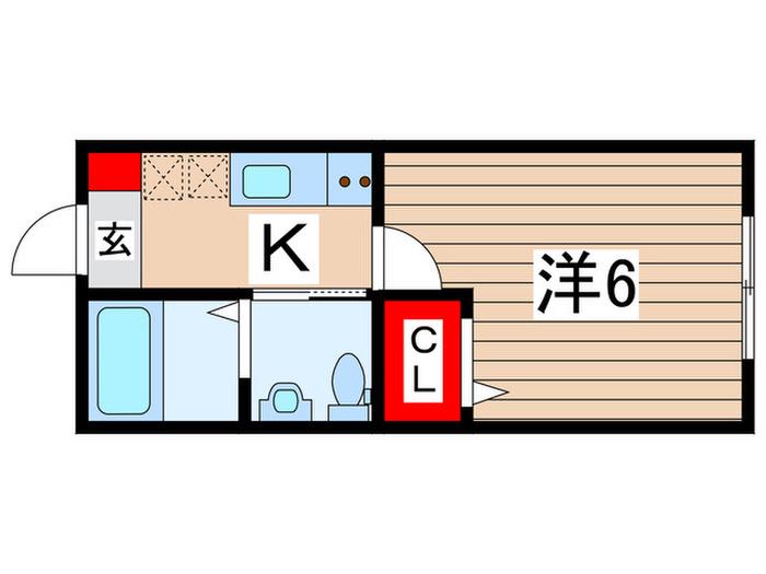 プライムコート浜野(1K/1階)の間取り写真