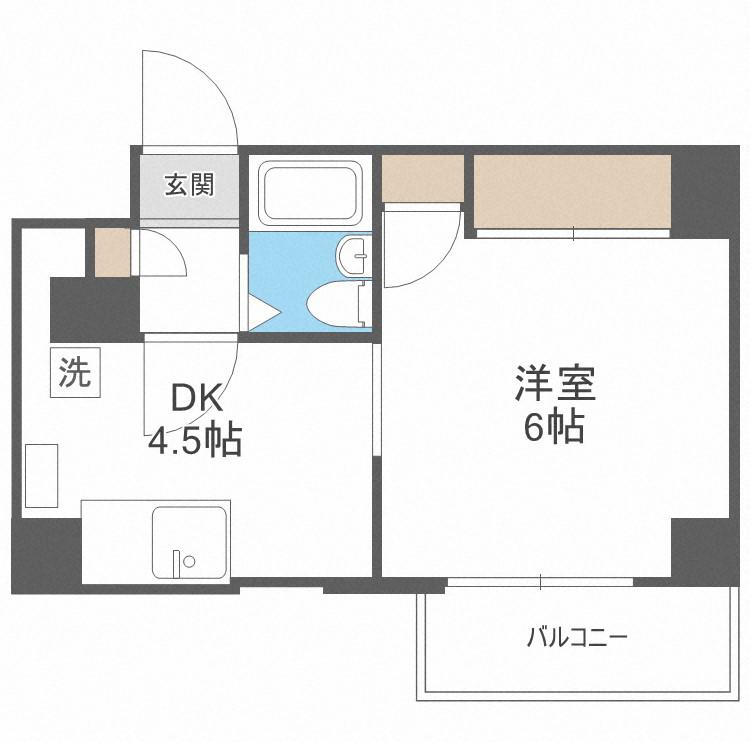 ヴィブレ大和(1DK/4階)の間取り写真