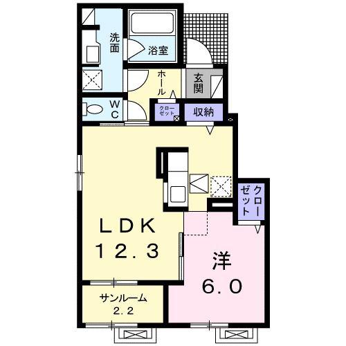 サンプラザ秋葉(1LDK/1階)の間取り写真