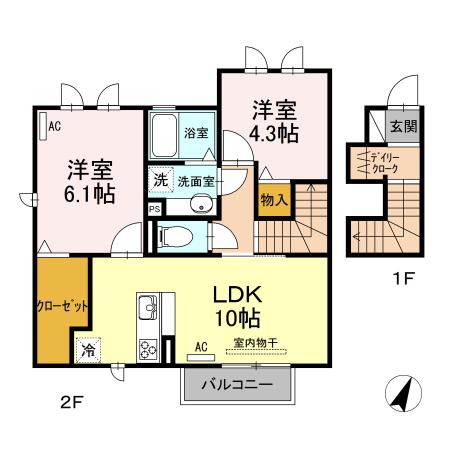 グランツ(2LDK/2階)の間取り写真