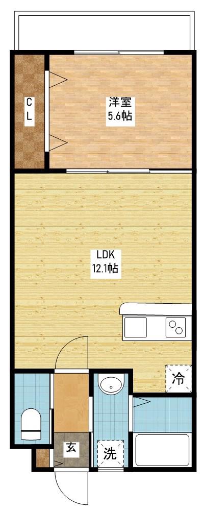 アヴェニール小菅(1LDK/1階)の間取り写真