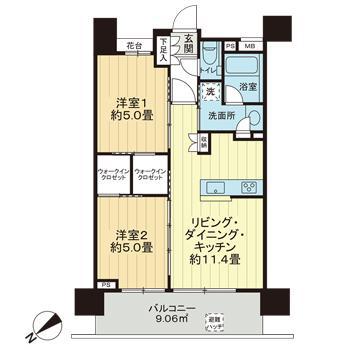 クリオ横濱鶴見ミッドグレイス(2LDK/10階)の間取り写真