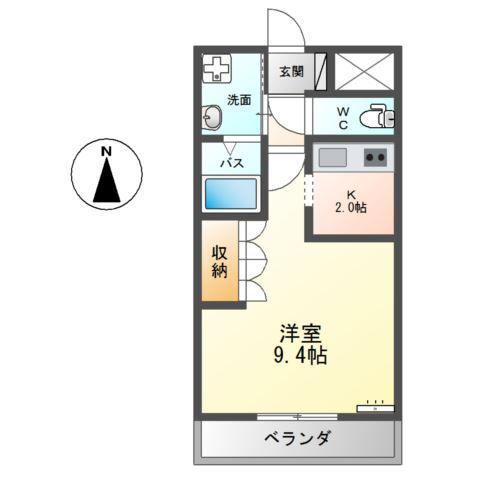 パーシモン(1K/1階)の間取り写真