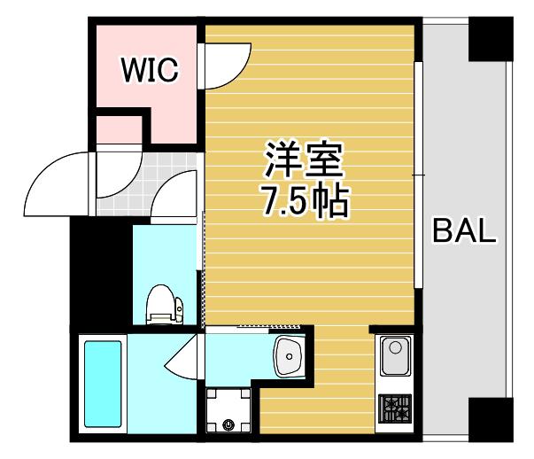 レジュールアッシュ梅田ウエスト(1K/9階)の間取り写真