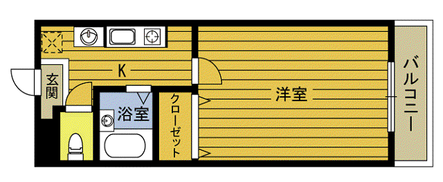 シャインいけしま(1K/4階)の間取り写真