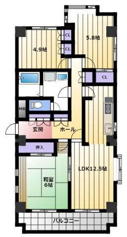 LES PRELUDES(3LDK/3階)の間取り写真